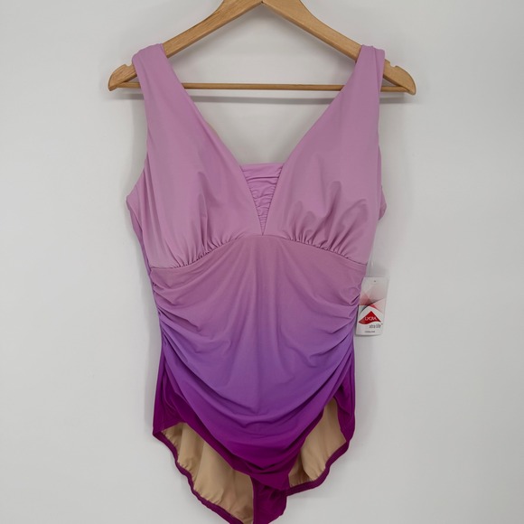 Lands' End Other - Lands End SlenderSuit Grecian One Piece
Swimsuit Purple Ombre On Ruched 16 DDD